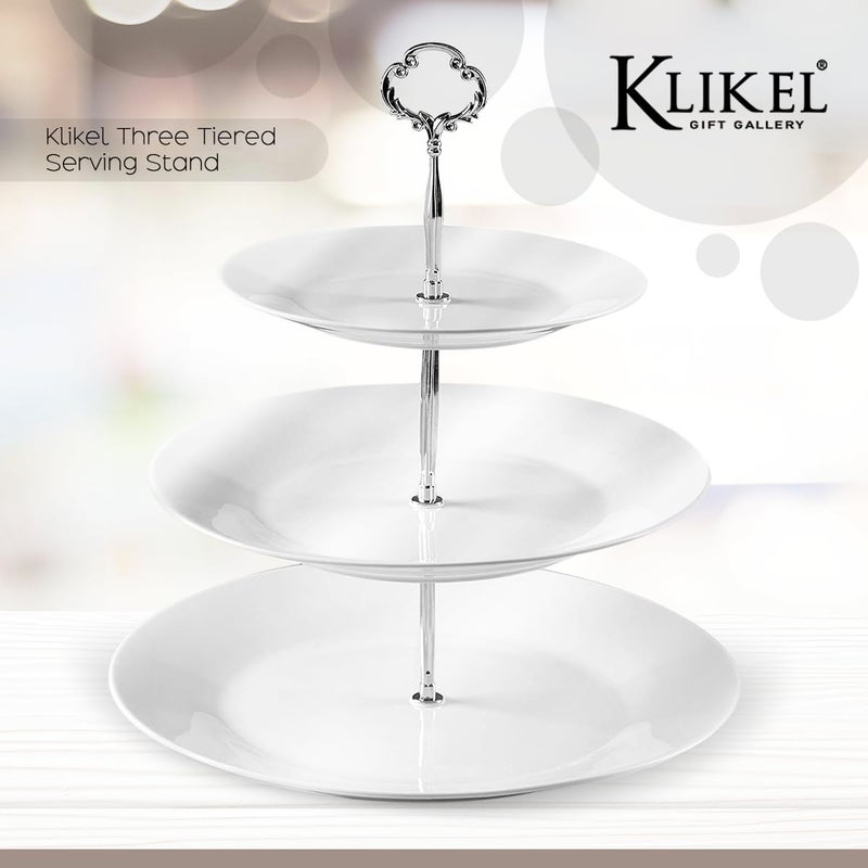 Klikel 3 Tiered Serving Stand -silver Serving Tray For Parties - Round Platter For Cupcakes Fruits Dessert or Tea - Cake Pop Stand And Buffet Server - Image 4